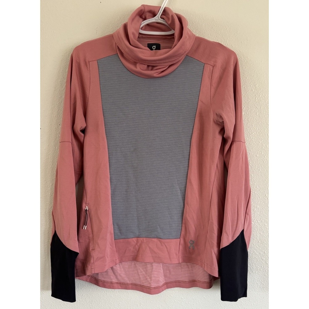 On Cloud Running Women's Weather Shirt – Dustrose / Fossil Grey Size S Cowl Neck